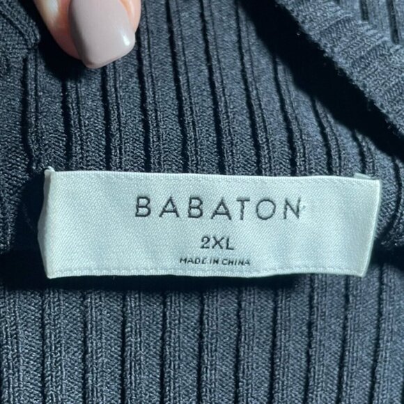 Babaton 2XL Aritzia Black Top Long Sleeve Sweater Shirt Ribbed Thick Fall Winter - Picture 7 of 16